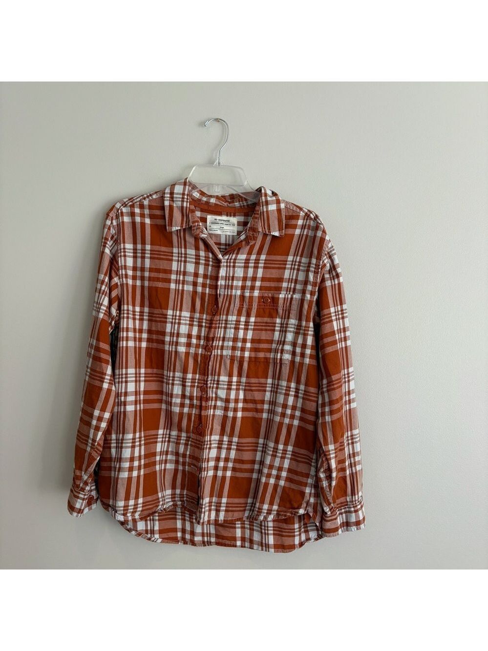 REI Cooperative Plaid Casual Shirt Rust and White Size Large